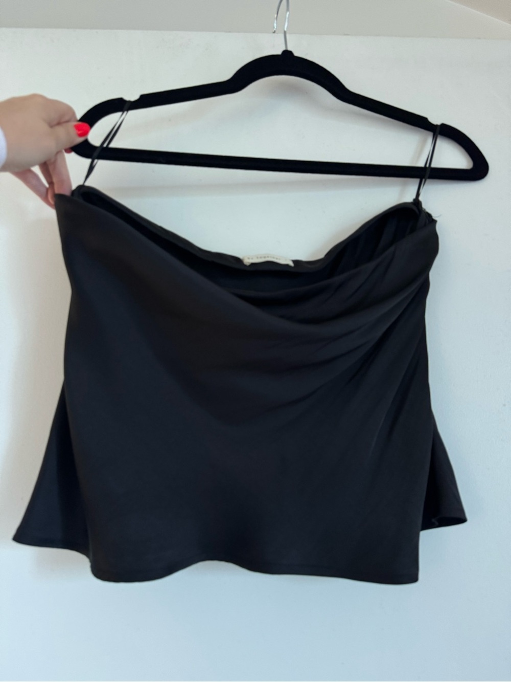 Black Draped Strapless Women's Top